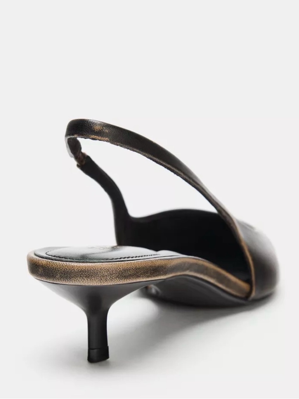 Zara 100% leather sling back kitten heels - Picture 5 of 7